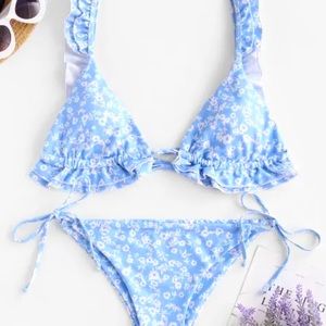 Zaful Blue Floral Bikini